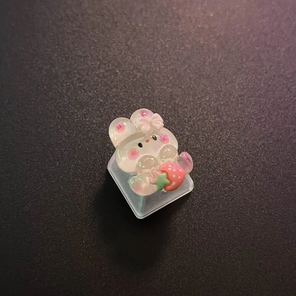 Cute Bunny with Strawberry Keycap OEM Mechanical Keyboard with Cross Axis